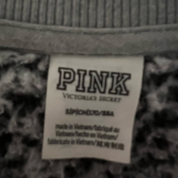 PINK Victoria's Secret Gray Zip-Up Sherpa Sweater Size -S - Picture 5 of 8